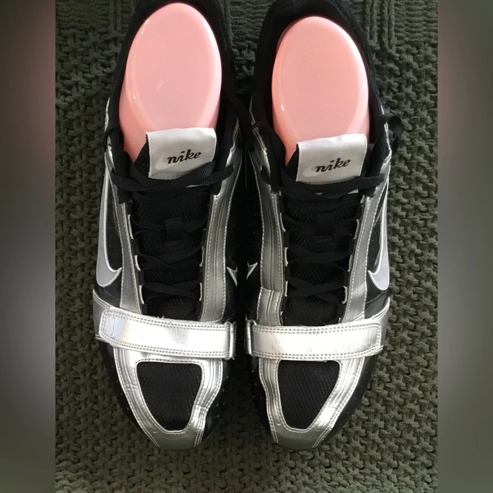 Nike Bowerman Men's Track & Field Shoes Black/Silver, Adjustable Velcro; Size 10